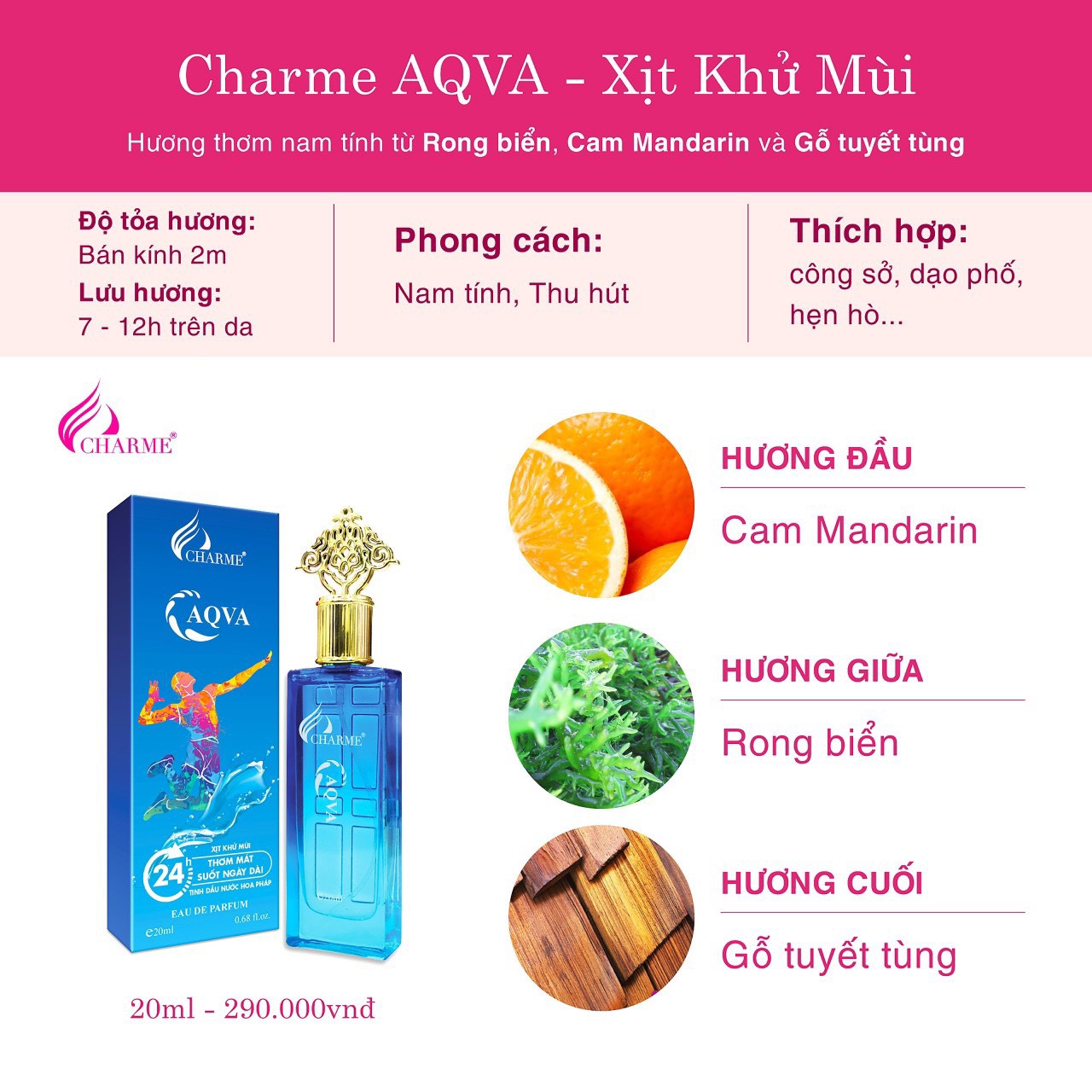 Nước hoa Xịt Khử Mùi Charme Aqva 20ml