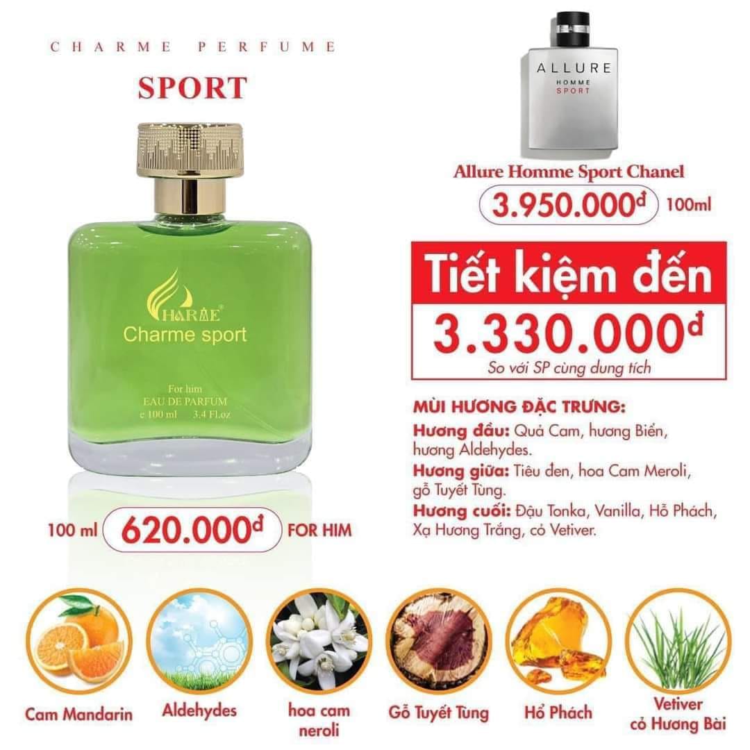 Nước Hoa Nam Charme Sport 100ml