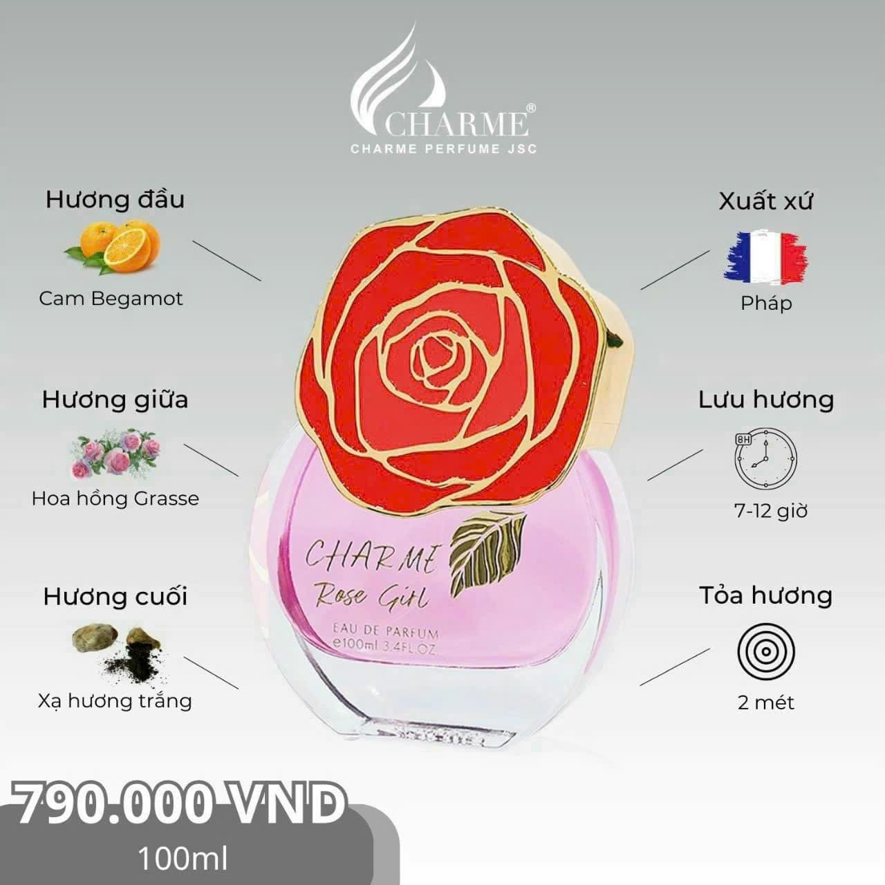 Nước Hoa Nữ Charme Rose Girl 100ml