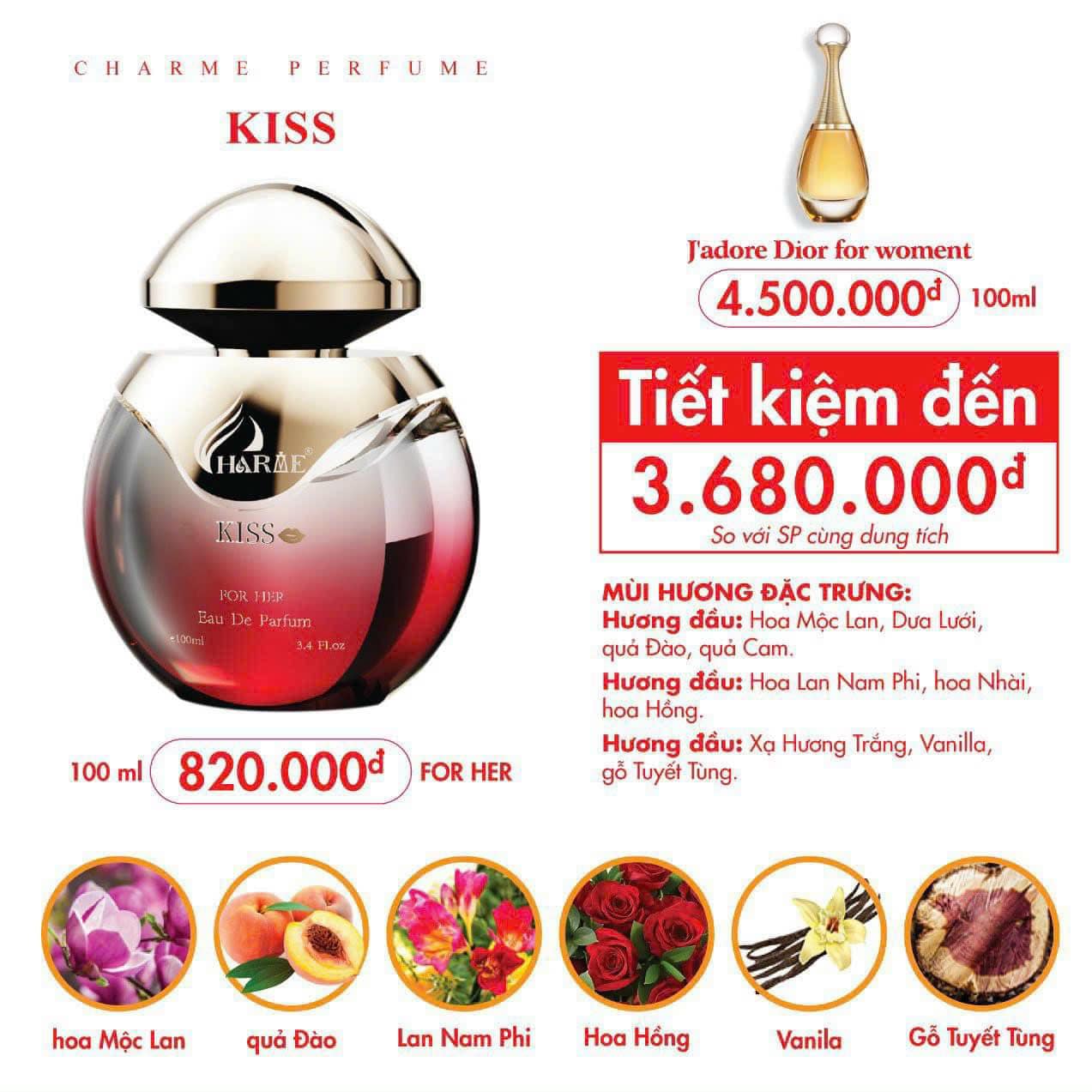 Nước hoa nữ Charme Kiss 100ml