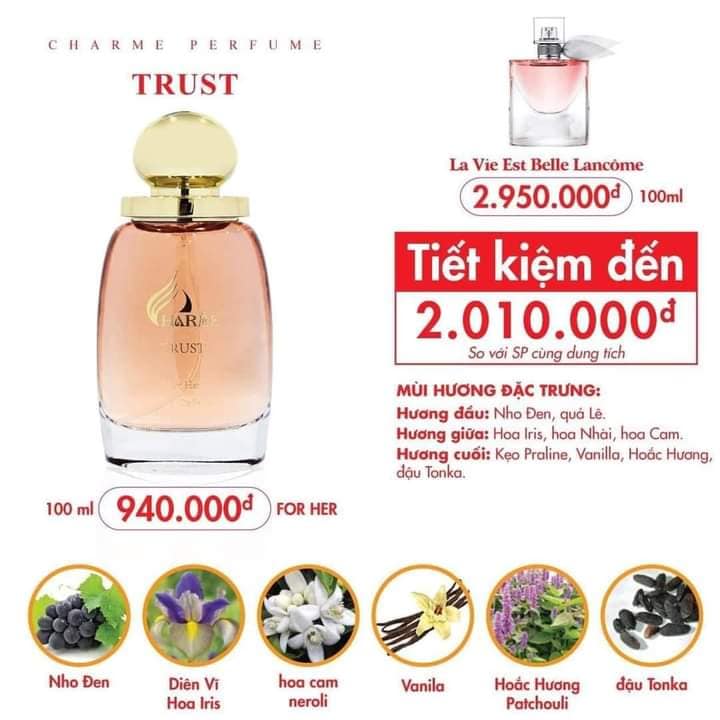 Nước Hoa Nữ Charme Trust 100ml [Phiên Bản 2024]