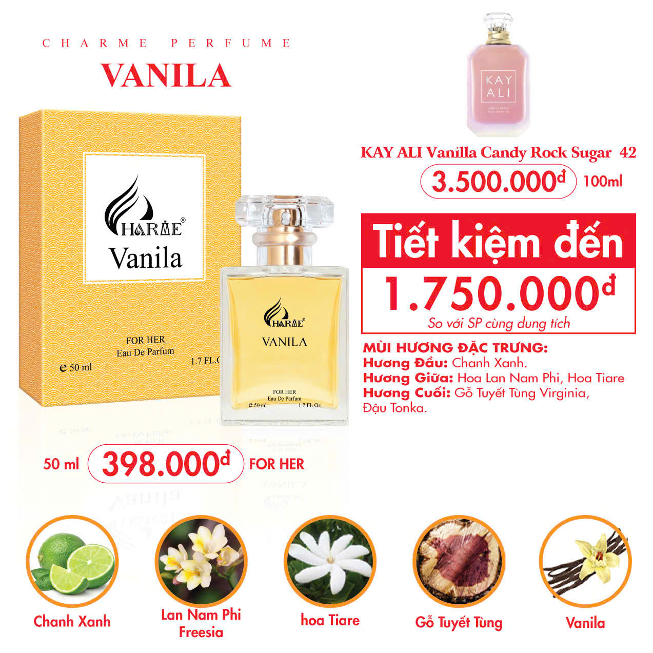 Nước Hoa Nữ Charme Vanila 50ml