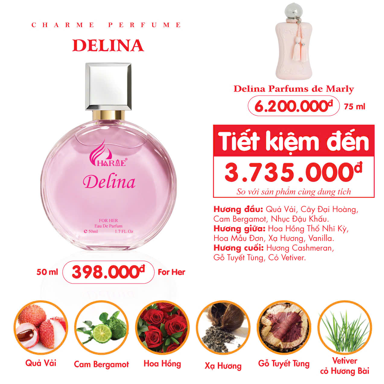 Nước Hoa Nữ Charme Deline 50ml