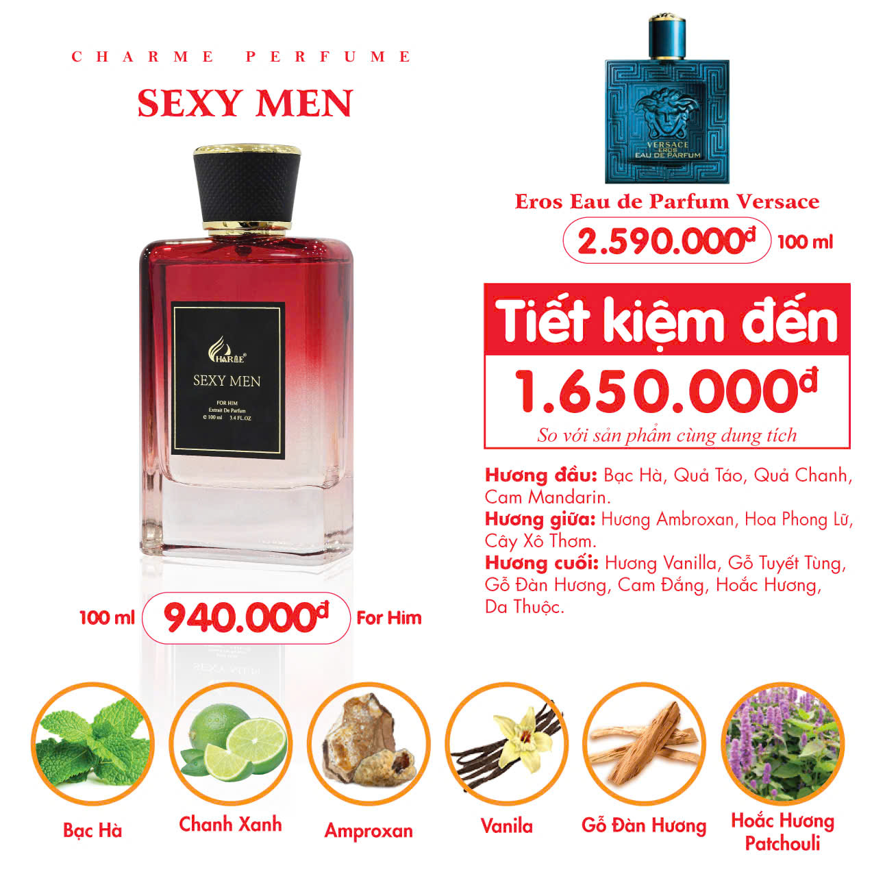 Nước Hoa Nam Charme Sexy Men 100ml